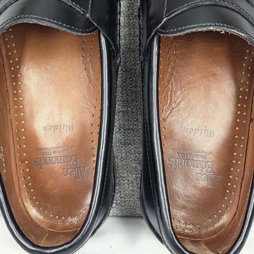 ALLEN EDMONDS WALDEN MOC-TOE BLACK LEATHER PENNY LOAFERS – MEN'S SIZE 8.5D